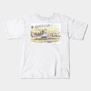 Red Barn In The Valley Kids T-Shirt